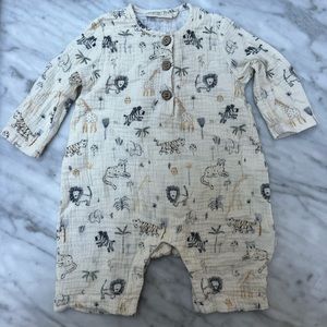 Elegant Baby Safari Print Organic Muslin Baby Jumpsuit 3-6 months